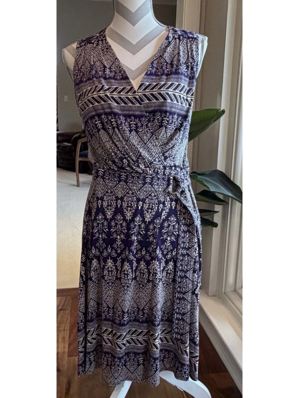 Tory Burch Rochelle Jersey Wrap Purple Sleeveless Dress